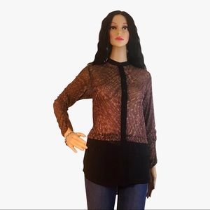 Leopard print long sleeve button down shirt